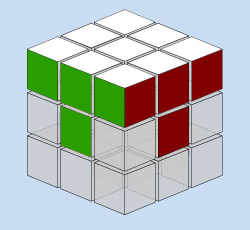 Rubik's cube with completed white side.